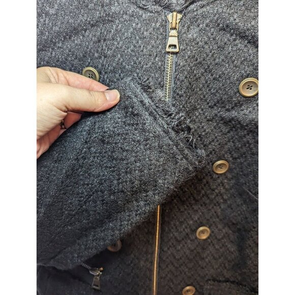 Worthington Black Tweed Zip Up Ruffled Peplum Jacket Women's Size Medium - Picture 6 of 16